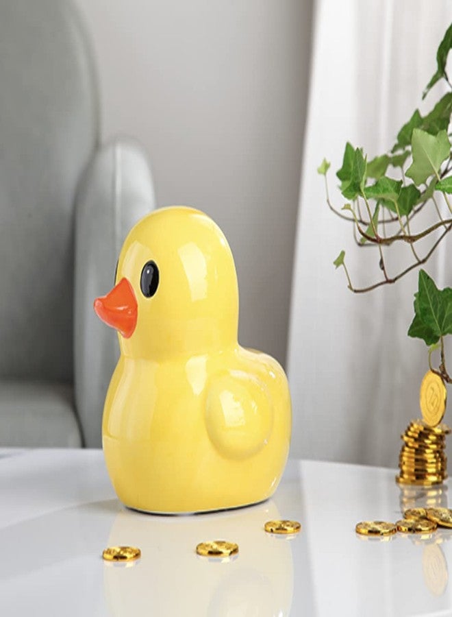 123Arts Yellow Resin Duck Piggy Bank Money Bank Coin Bank Ornament - Image 4